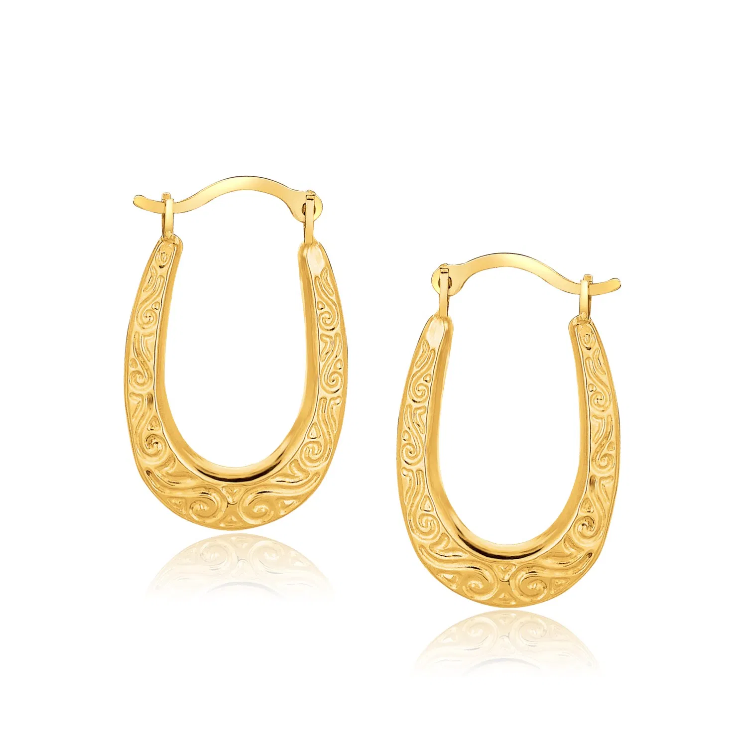 10k Yellow Gold Fancy Oval Hoop Earrings - Grocery