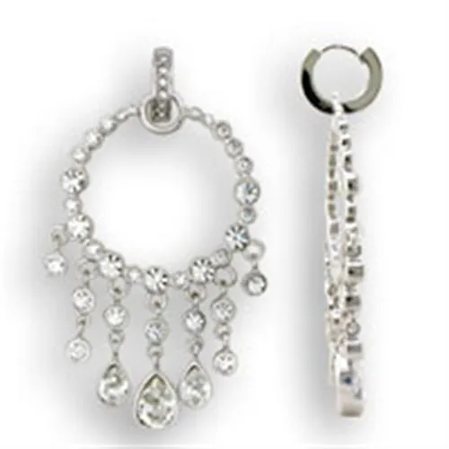 S37108 - Rhodium 925 Sterling Silver Earrings with Top Grade Crystal in Clear - Grocery