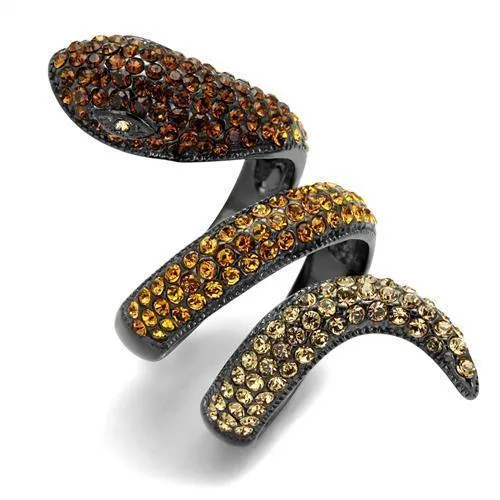 TK1641LJ - IP Light Black (IP Gun) Stainless Steel Ring with Top Grade Crystal in Multi Color - Grocery