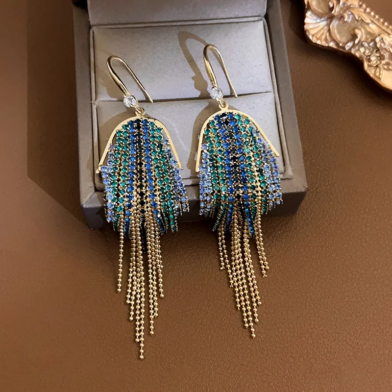 Diamond Inlaid U-shaped Long Tassel Ear Hook In Europe And America - Grocery