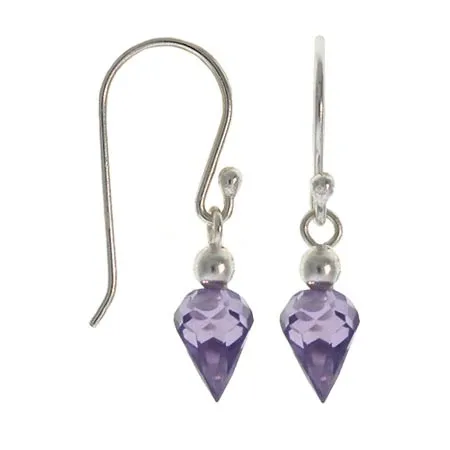 Sterling Silver Amethyst CZ Briolette-Cut Dangle Earrings - Grocery
