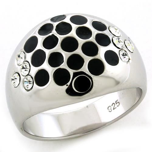 LOAS1171 - Rhodium 925 Sterling Silver Ring with Top Grade Crystal in Clear - Grocery
