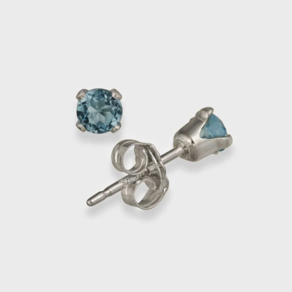Sterling Silver Swiss Blue Topaz Stud Earrings - Grocery