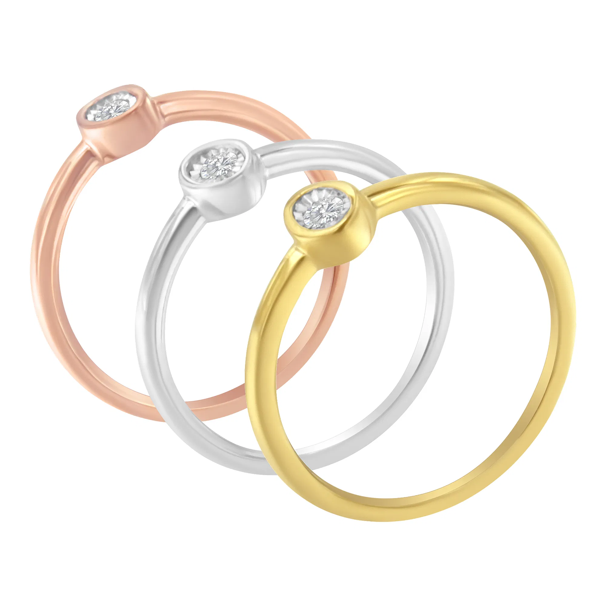 .925 Sterling Silver Diamond Oval Shaped Stackable Promise Ring Set (1/6 Cttw, J-K Color, I1-I2 Clarity) - Grocery