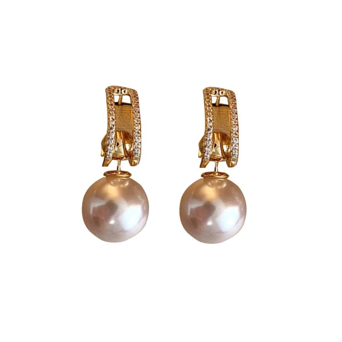 French Unique High Quality Pearl Earrings 925 Sterling Silver Stud Earrings for Women - Grocery