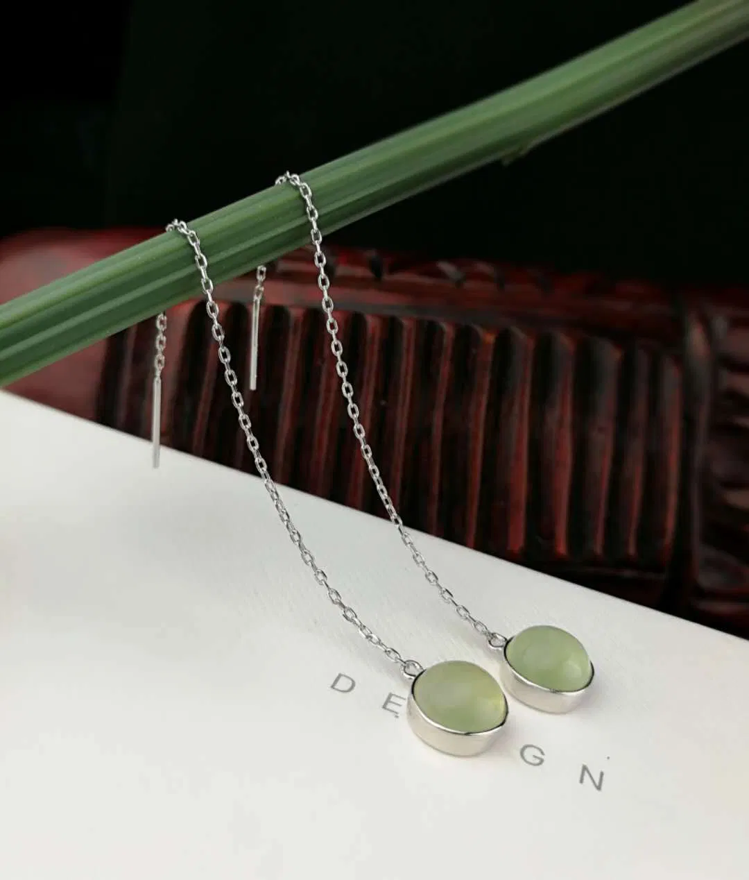 S925 Silver Natural Grape Stone Earrings Temperament Long Ear Line Gem Earrings - Grocery