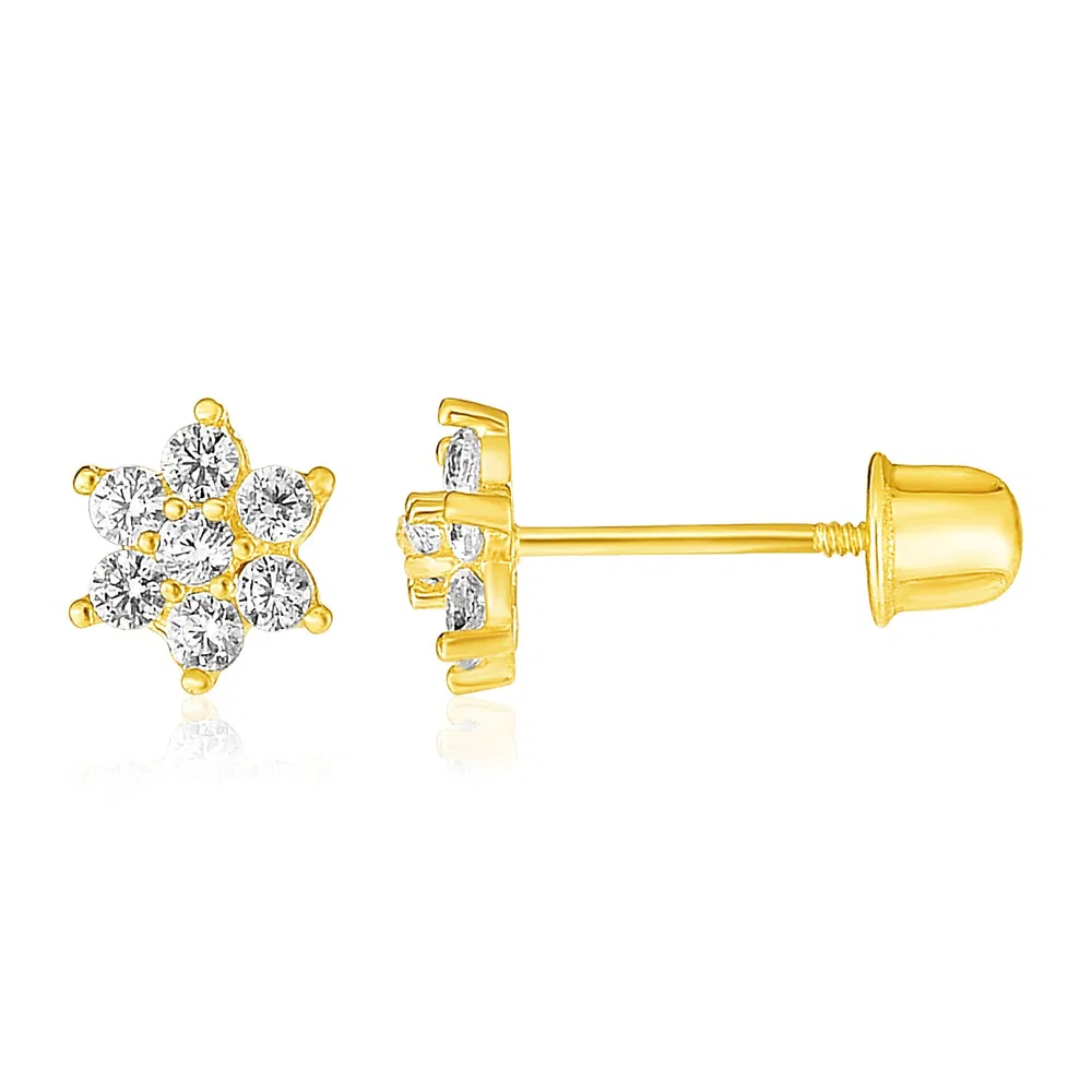 14k Yellow Gold Flower Childrens Earrings(5mm) - Grocery