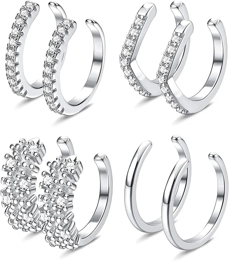 4Pairs Gold Earrings Cuff for Women - CZ Earrings for Sister; Ear Cuff Gifts for Friend; Daily Wearing - Grocery