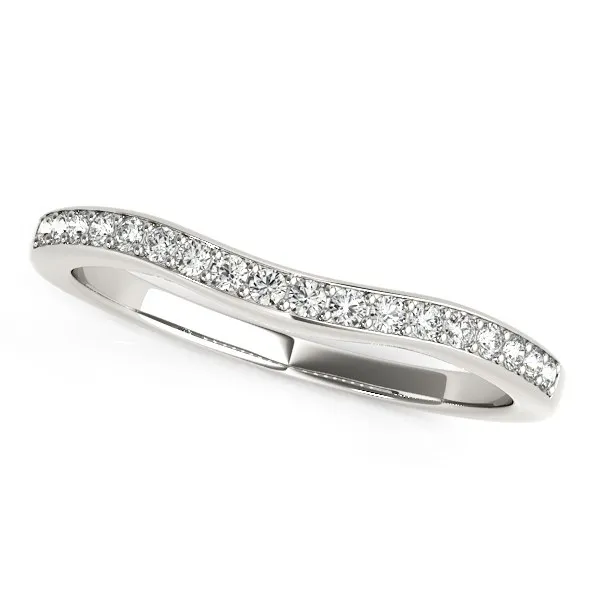 14k White Gold Curved Diamond Wedding Ring (1/4 cttw) - Grocery