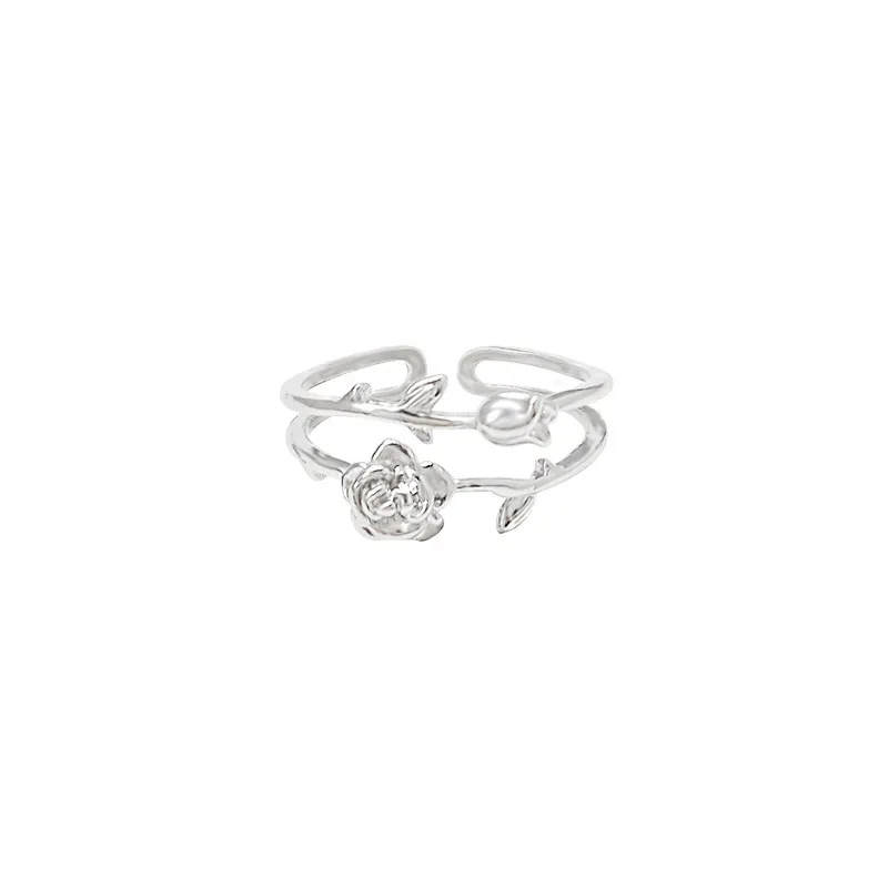 Women's Fashionable Silver Rose Ring - Grocery