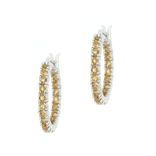 Sterling Silver Inside Out Genuine Citrine Hoop Earrings - Grocery