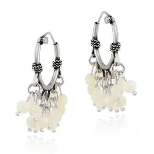 Sterling Silver Beaded Chandelier Genuine Mother of Pearl Earrings - Grocery