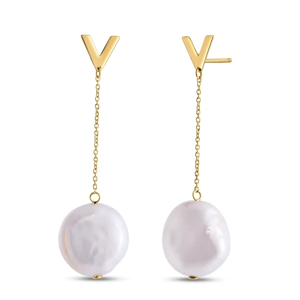 14k Yellow Gold Tesoro Pearl Drop Earrings - Grocery