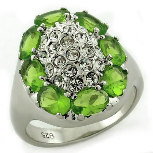 LOAS1153 - High-Polished 925 Sterling Silver Ring with AAA Grade CZ in Clear - Grocery