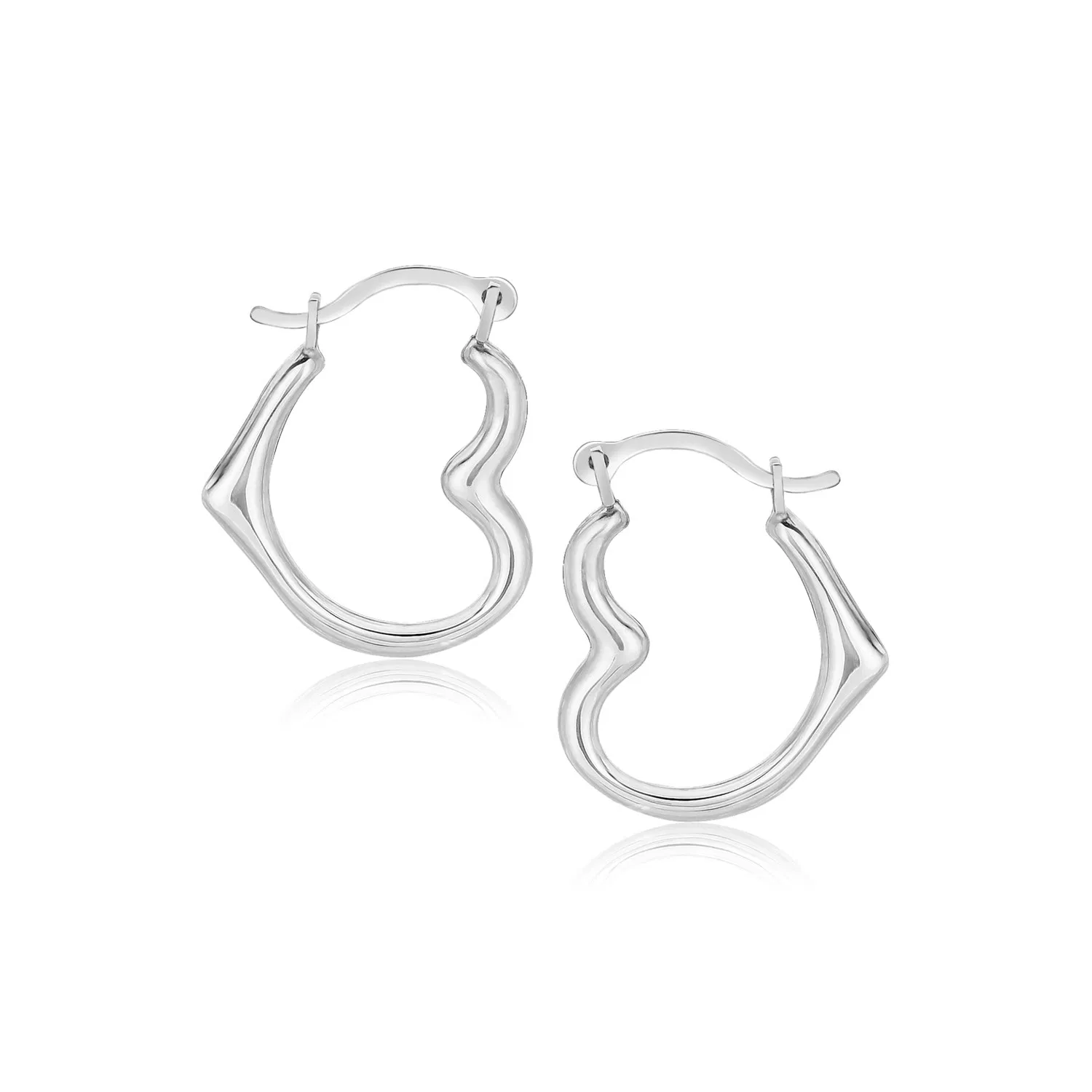 10k White Gold Heart Hoop Earrings - Grocery