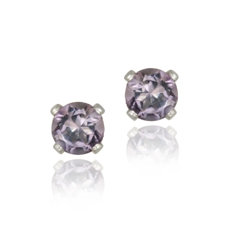 Sterling Silver 1/2ct Amethyst Stud Earrings, 4mm - Grocery