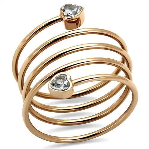 TK2836 - IP Rose Gold(Ion Plating) Stainless Steel Ring with AAA Grade CZ in Clear - Grocery