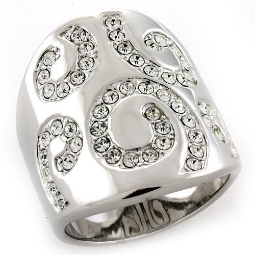 LOAS1074 - Rhodium 925 Sterling Silver Ring with Top Grade Crystal in Clear - Grocery