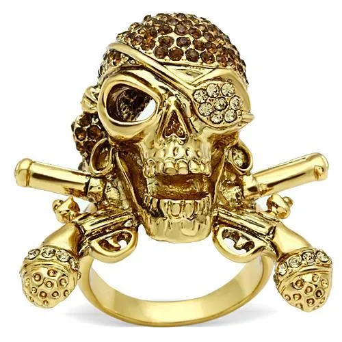 3W004 - Gold White Metal Ring with Top Grade Crystal in Smoked Quartz - Grocery