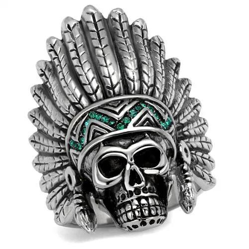 TK2245 - High polished (no plating) Stainless Steel Ring with Top Grade Crystal in Emerald - Grocery