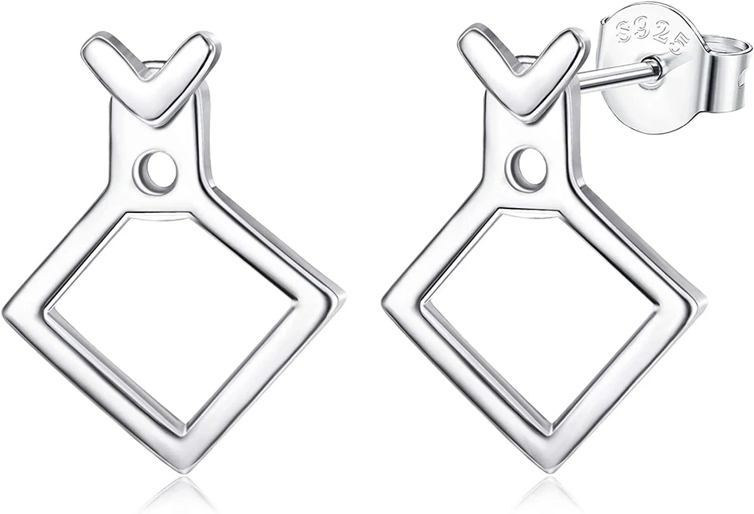 Square Earrings For Men Triangle Earrings Cool Sterling Male Earrings Minimalist stud Earrings Gift For Men - Grocery
