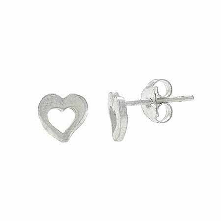 Sterling Silver Open Heart Mini Stud Earrings - Grocery