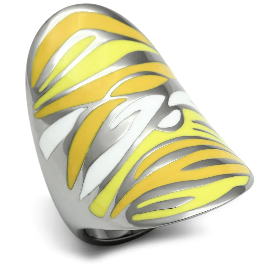 TK688 - High polished (no plating) Stainless Steel Ring with Epoxy in Multi Color - Grocery