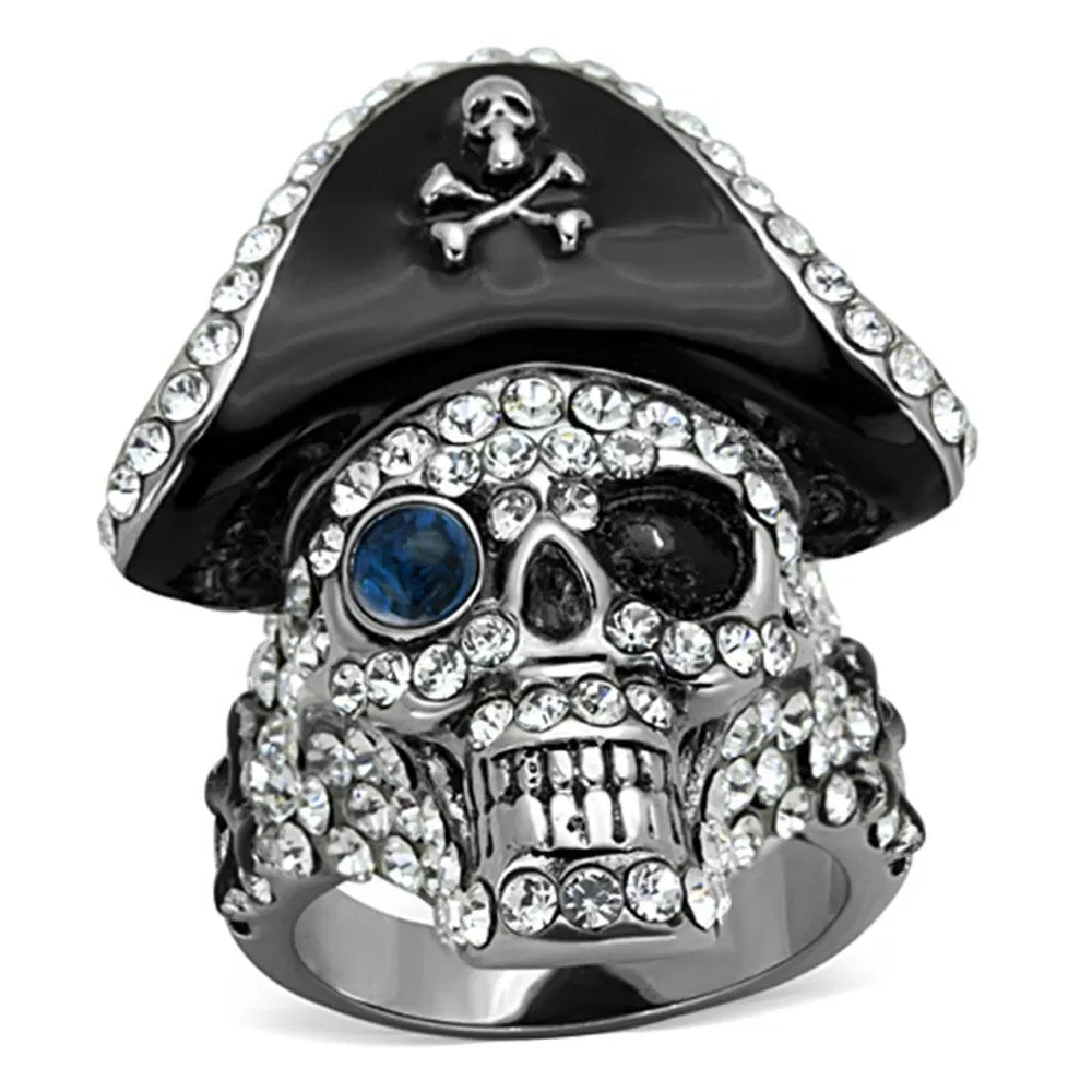TK1659 - Two-Tone IP Black Stainless Steel Ring with Synthetic Synthetic Glass in Montana - Grocery