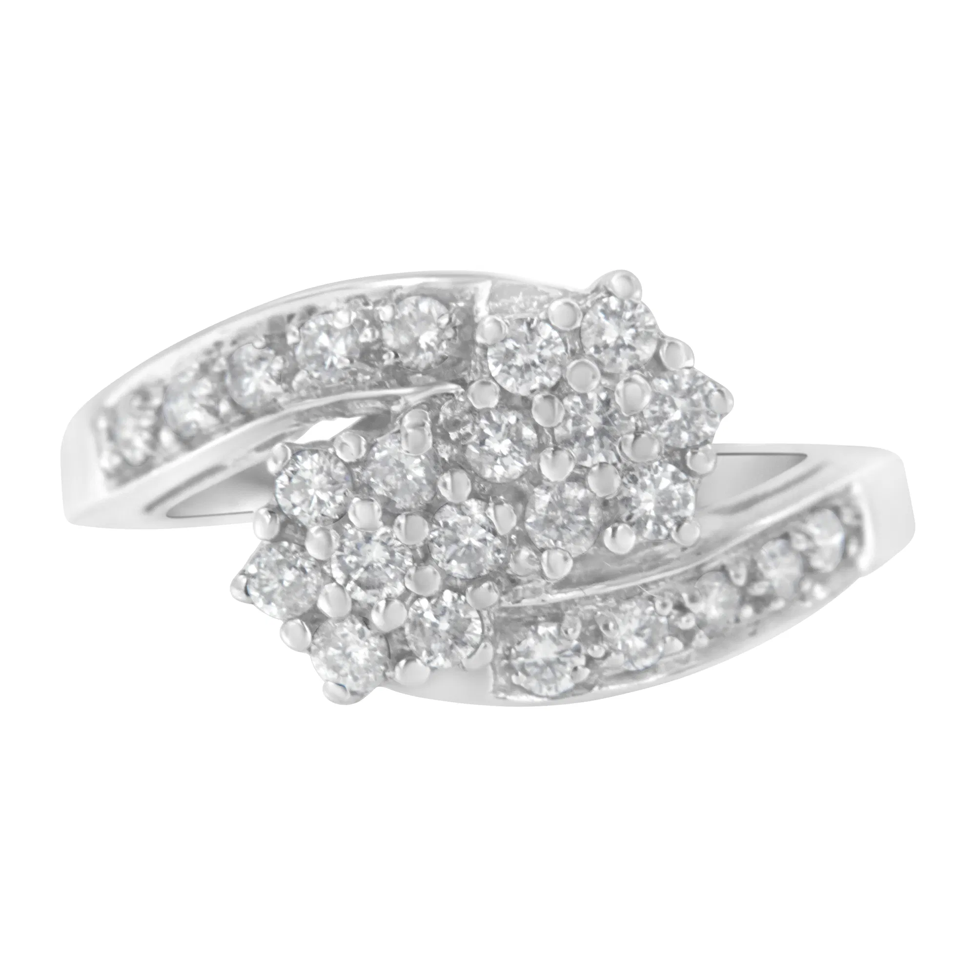 14KT White Gold Diamond Cluster Ring Band (7/8 cttw, H-I Color, I1-I2 Clarity) - Grocery