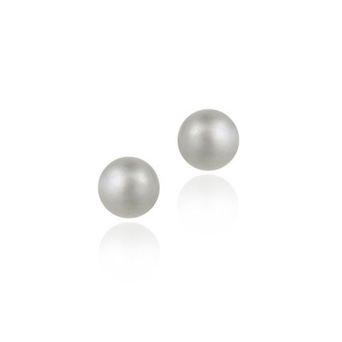 18K Gold over Sterling Silver Freshwater Cultured 5.5-6mm Grey Pearl Stud Earrings - Grocery