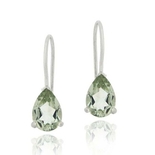 Sterling Silver 1.7 CT. Green Amethyst Teardrop Earrings - Grocery