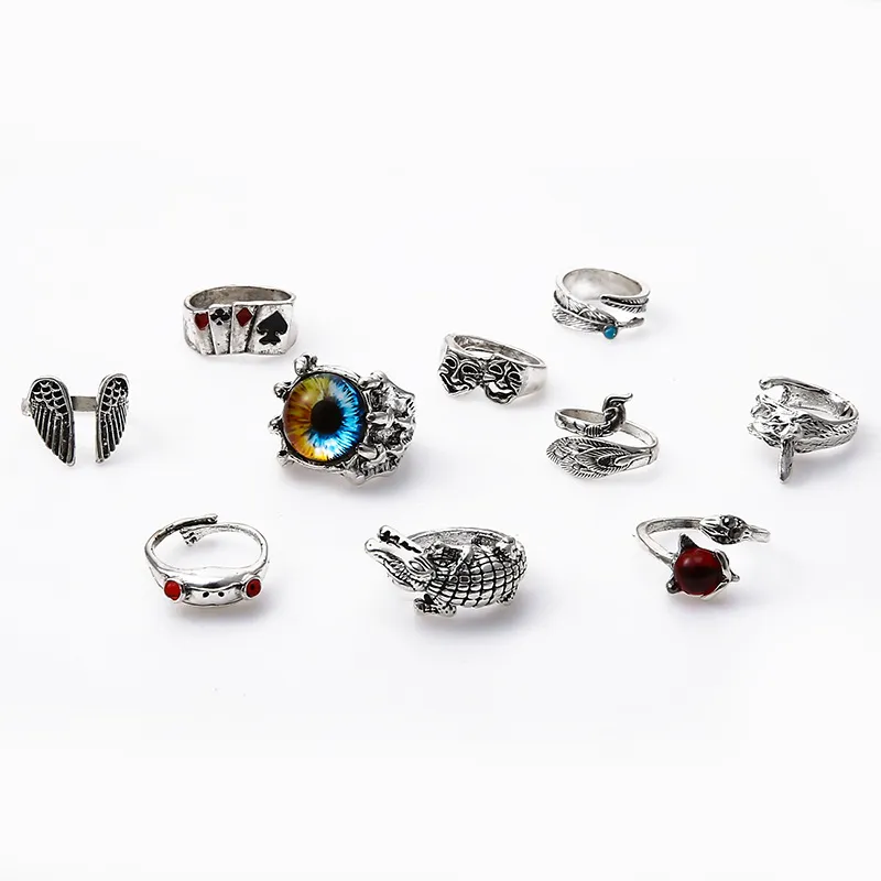 Animal Fish Hole Head Grimace Eye Ring Set Of 10 - Grocery