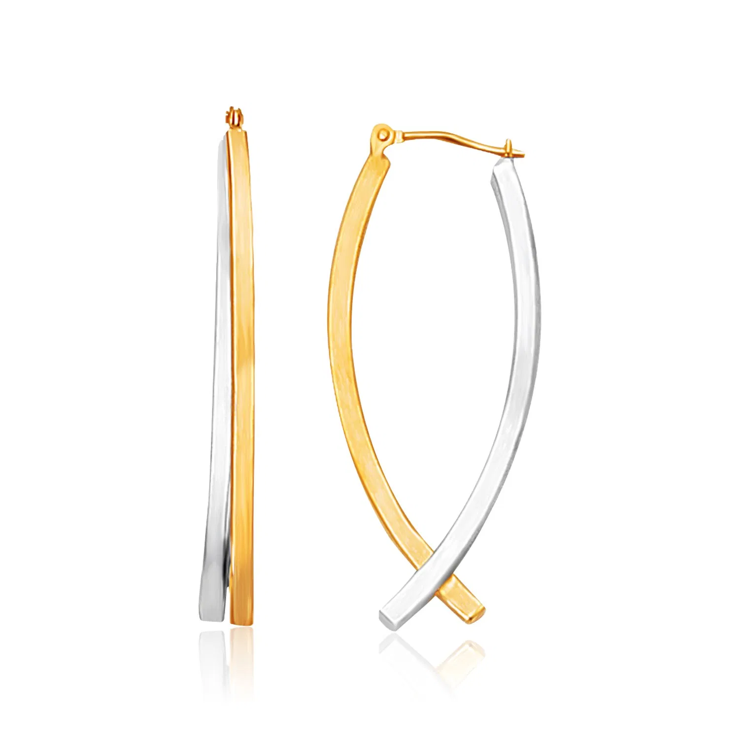 14k Two-Tone Gold Double Row Fancy Drop Earrings - Grocery