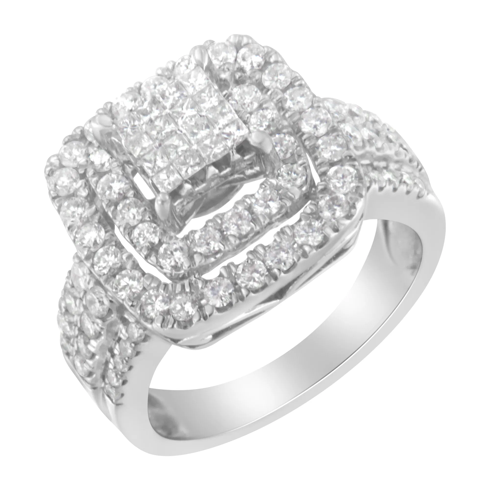 14KT White Gold Diamond Cocktail Ring (1 1/2 cttw, H-I Color, SI2-I1 Clarity) - Grocery