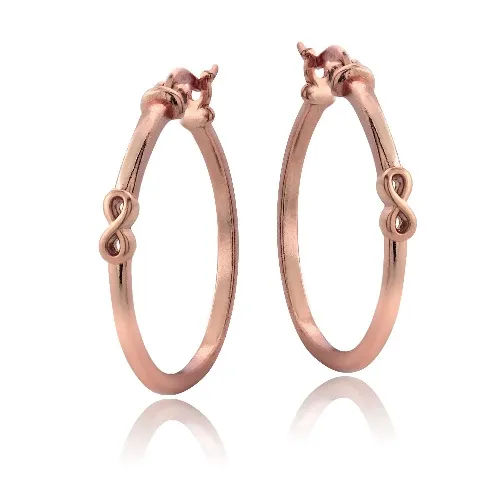 Rose Gold Tone over Sterling Silver Infinity Polished Hoop Earrings - Grocery