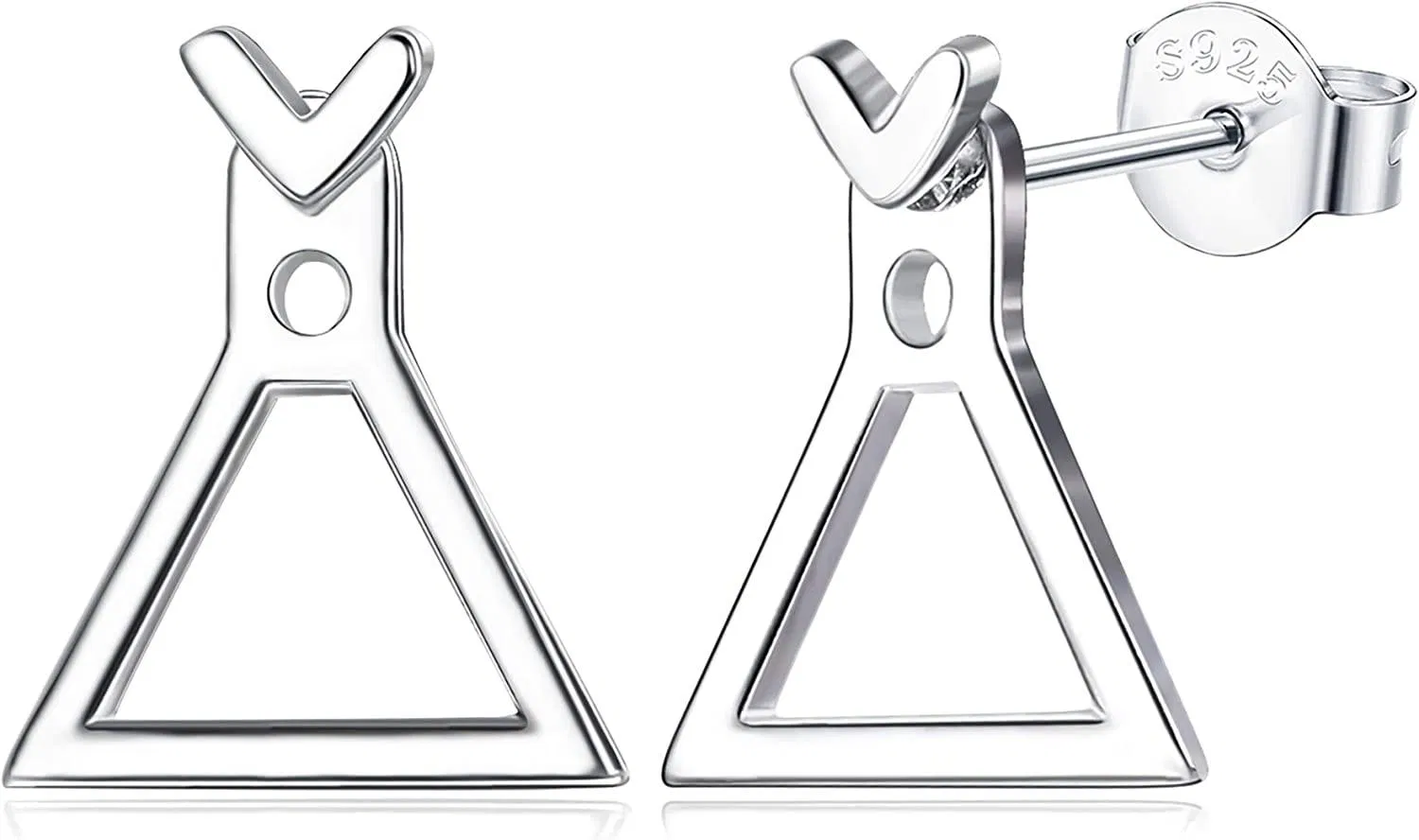 Square Earrings For Men Triangle Earrings Cool Sterling Silver Male Earrings Minimalist stud Earrings Gift For Men - Grocery