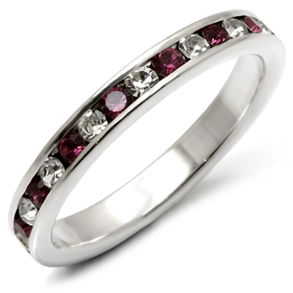 35126 - High-Polished 925 Sterling Silver Ring with Top Grade Crystal in Amethyst - Grocery