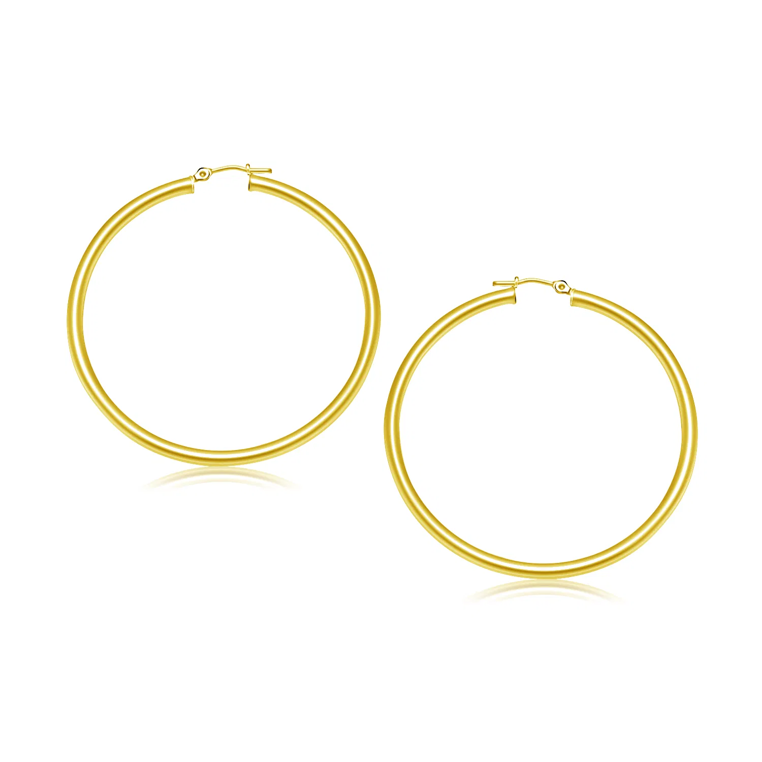 14k Yellow Gold Polished Hoop Earrings (3x30mm) - Grocery