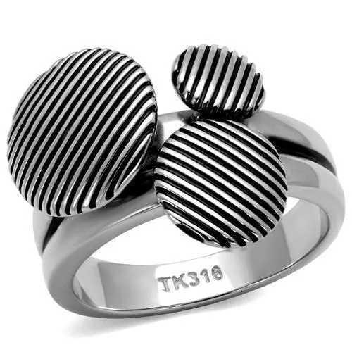 TK2973 - High polished (no plating) Stainless Steel Ring with Epoxy in Jet - Grocery