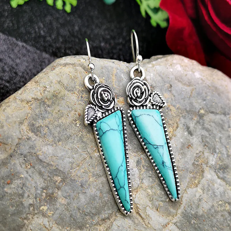 Boho Creative Gemstone Drop Earrings For Women Party Decor Jewelry 1Pair - Grocery