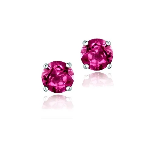 Sterling Silver 1.2ct Created Ruby Stud Earrings, 5mm - Grocery