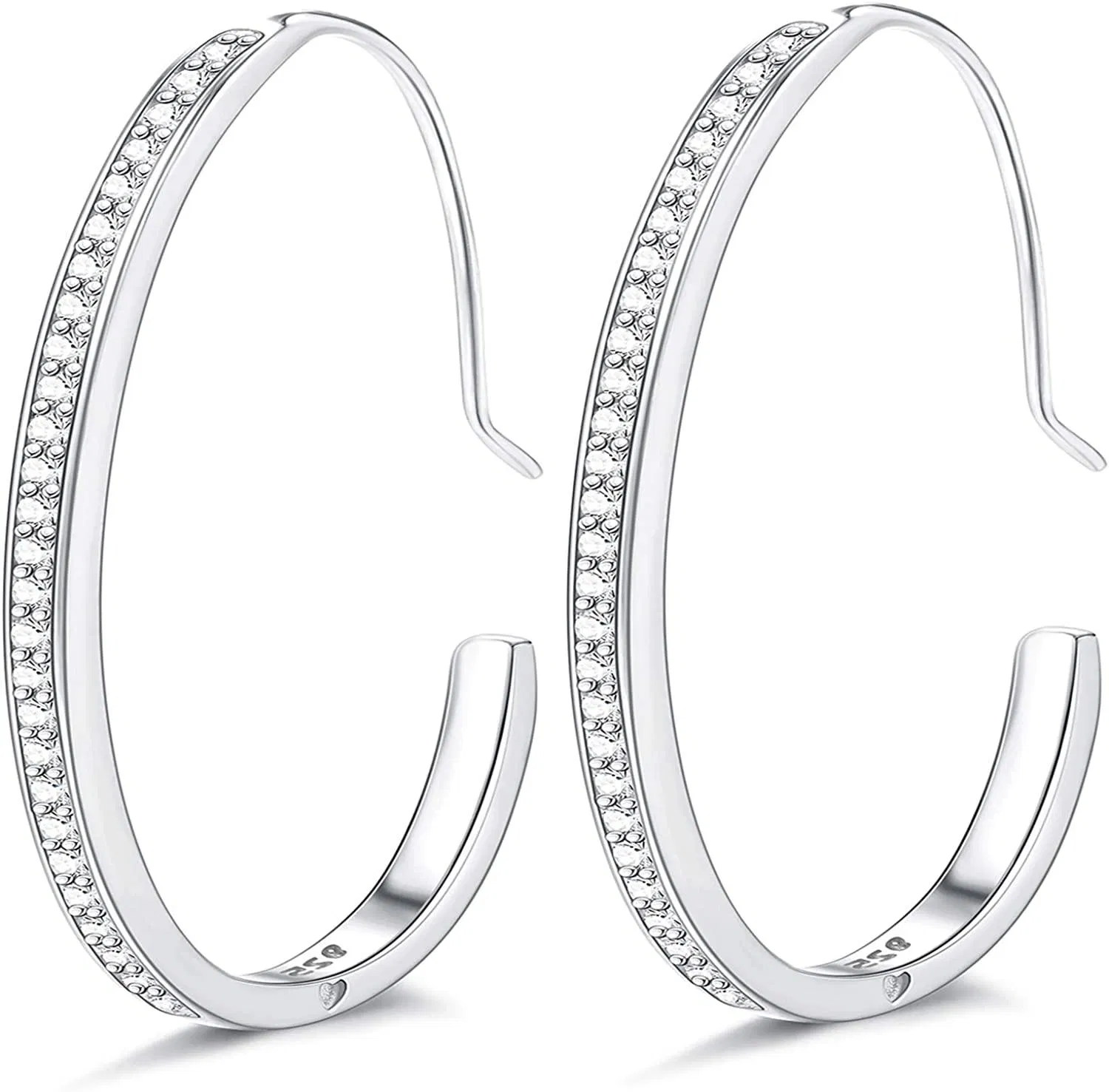 925 Sterling Cubic Zirconia Hoop Earrings for Women Men CZ Hypoallergenic 14K Gold Plated Open Hoop Earrings - Grocery