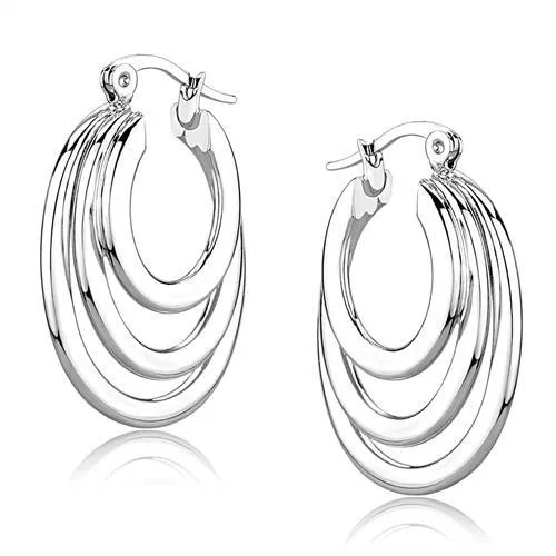 3W1394 - Rhodium Brass Earrings with No Stone - Grocery