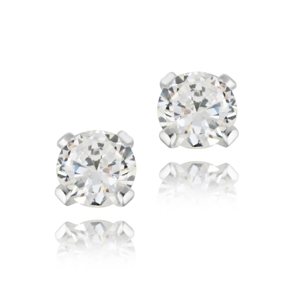 Sterling Silver 1/5ct CZ Stud Earrings, 3mm - Grocery