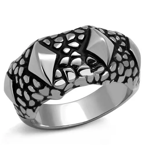 TK2513 - High polished (no plating) Stainless Steel Ring with Epoxy in Jet - Grocery