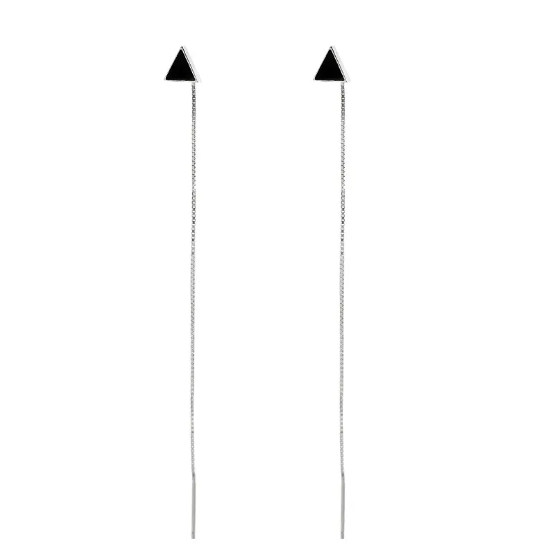 Women's Temperament Triangle Tassel Long Earrings - Grocery