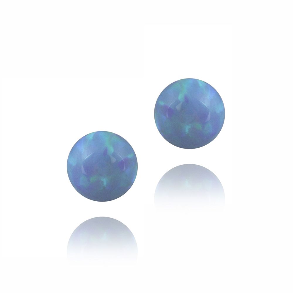 Sterling Silver Created Blue Opal Ball Stud Earrings, 4mm - Grocery
