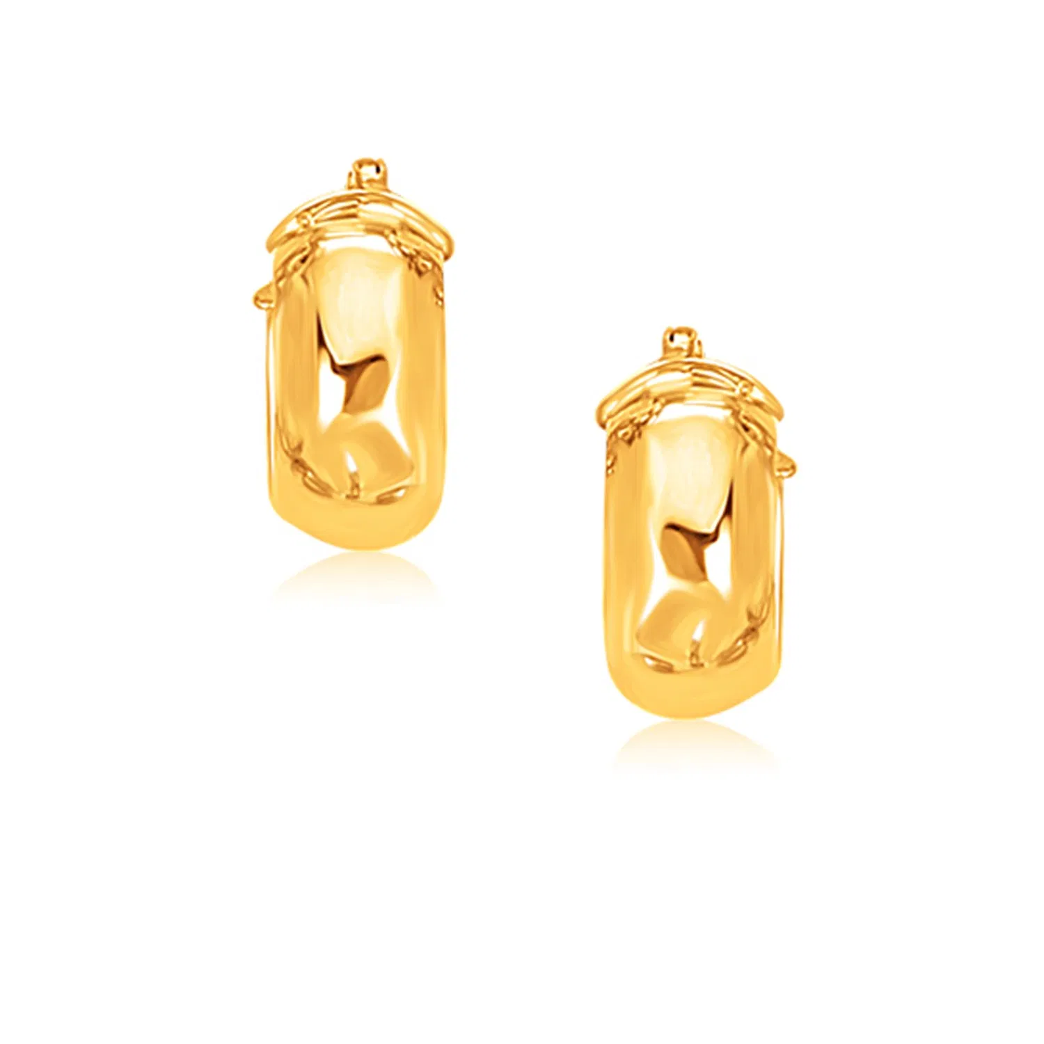 14k Yellow Gold Wide Small Hoop Earrings with Snap Lock - Grocery