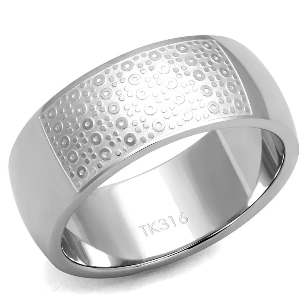 TK2945 - High polished (no plating) Stainless Steel Ring with No Stone - Grocery