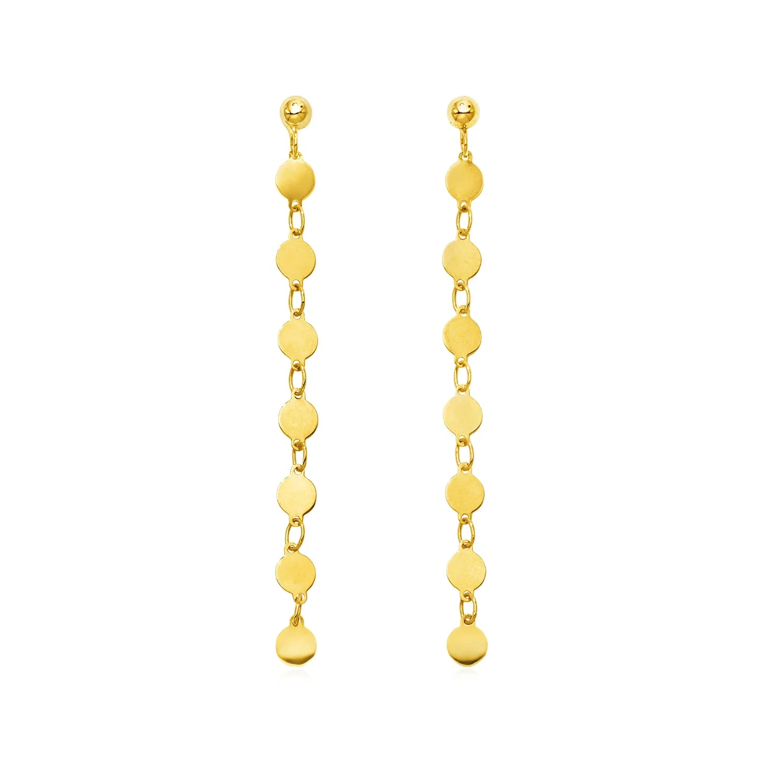 14k Yellow Gold Post Dangle Earrings with Polished Circles - Grocery